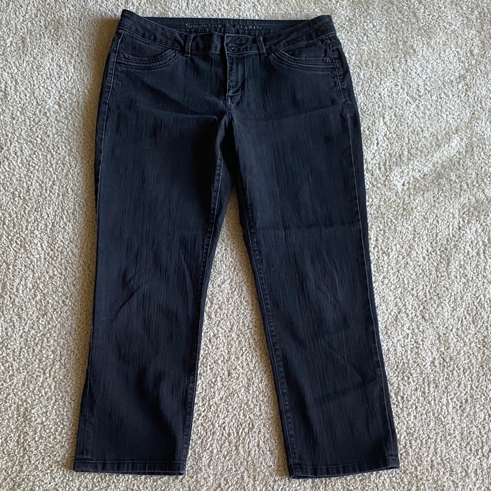 Simply Vera Vera Wang Women's Black Cropped Straight Leg Jeans